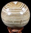 Polished, Banded Aragonite Sphere - Morocco #56992-1